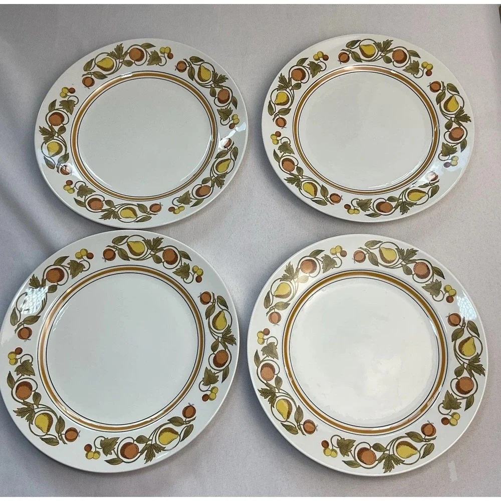 Vintage Franciscan Pickwick Dinner Plates Set of 4 1970s Fruit Pattern Japan